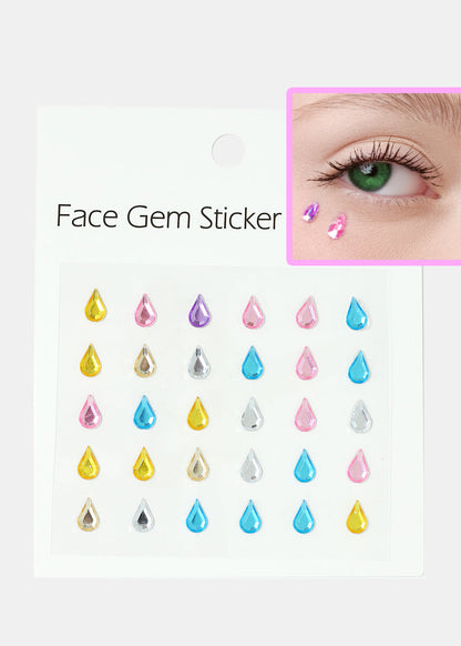 Teardrop Face Gem Stickers