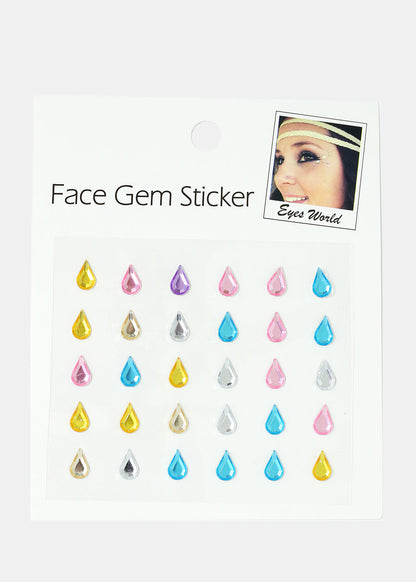 Teardrop Face Gem Stickers